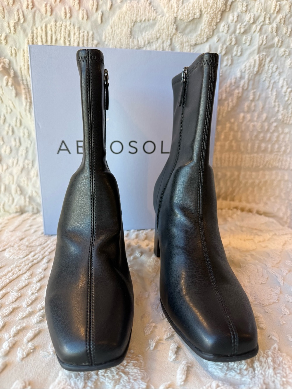 AEROSOLES Black Block Heel Mid-Calf Boots 705 - Picture 2 of 4